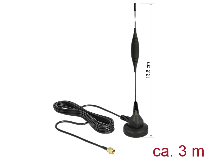 Ringantenn: 5 dBi, GSM, UMTS, Z-Wave, LoRa, sise-ja välitingimustele, magnetalusega, RG-174 3.0m, sma pistik