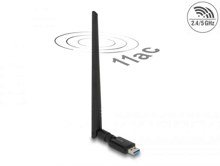 WiFi võrgukaart: USB, kuni 867+300Mbps, 2.4/5GHz 802.11ac/a/n/b/g, vahetatava antenniga