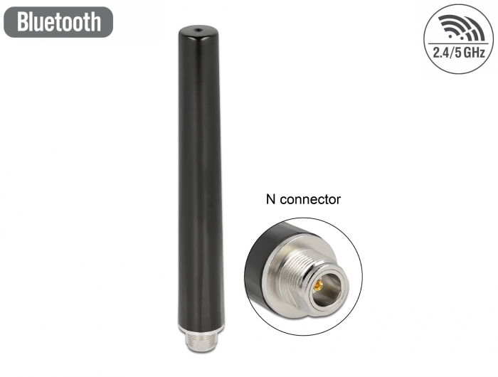 Delock Dual Band WLAN WiFi 6 Antenna N jack 4 - 6 dBi 16.55 cm omnidirectional fixed outdoor black