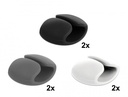 Juhtme hoidik 3-le kaablile (6tk), isekleepuv, must/valge/hall