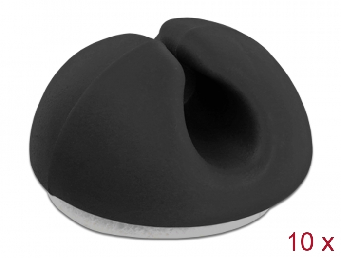 Juhtme hoidik 1-le kaablile (10tk), isekleepuv, must