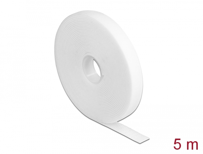 [18377] Takjapael rullis 13mm x 5.0m HOOK and LOOP, valge
