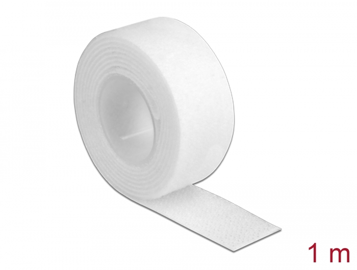 Takjapael rullis 20mm x 1.0m HOOK and LOOP, valge