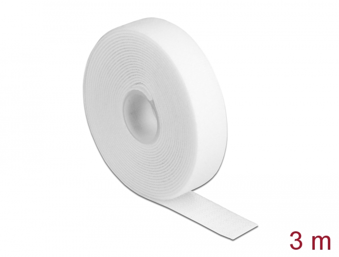 Takjapael rullis 20mm x 3.0m HOOK and LOOP, valge