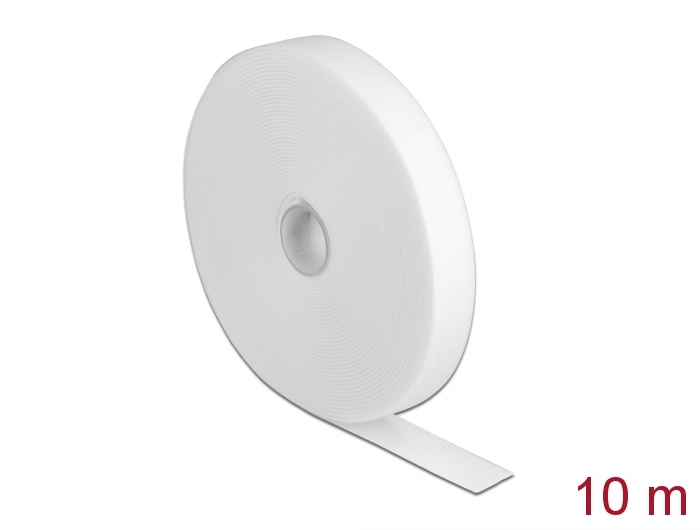 Takjapael rullis 20mm x 10.0m HOOK and LOOP, valge