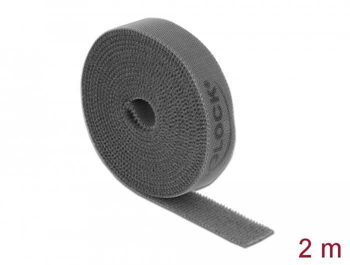 [18389] Delock Hook-and-loop tape on roll L 2 m x W 15 mm grey
