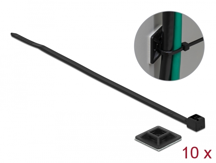 [18680] Kaablisidemed fiksaatoriga 200 x 2.5mm, mustad (10tk)