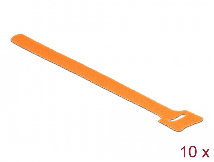 Delock Hook-and-loop fasteners L 200 mm x W 12 mm 10 pieces orange
