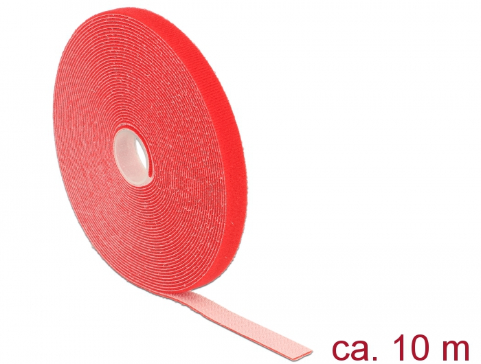 [18720] Takjapael rullis 13mm x 10.0m HOOK and LOOP, punane