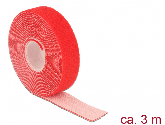 Delock Hook-and-loop fasteners L 3 m x W 20 mm roll red