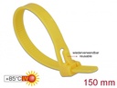 Kaablisidemed 150 × 7.5mm kollased, kuumakindlad kuni 85°, 94V-2, taaskasutatavad (100tk)