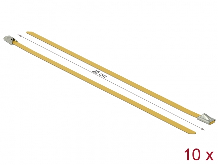 [18785] Delock Stainless Steel Cable Ties L 200 x W 4.6 mm yellow 10 pieces