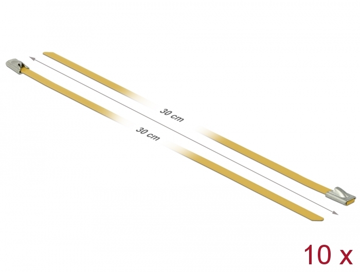 [18786] Delock Stainless Steel Cable Ties L 300 x W 4.6 mm yellow 10 pieces