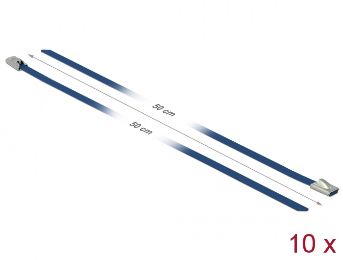 [18796] Delock Stainless Steel Cable Ties L 500 x W 4.6 mm blue 10 pieces