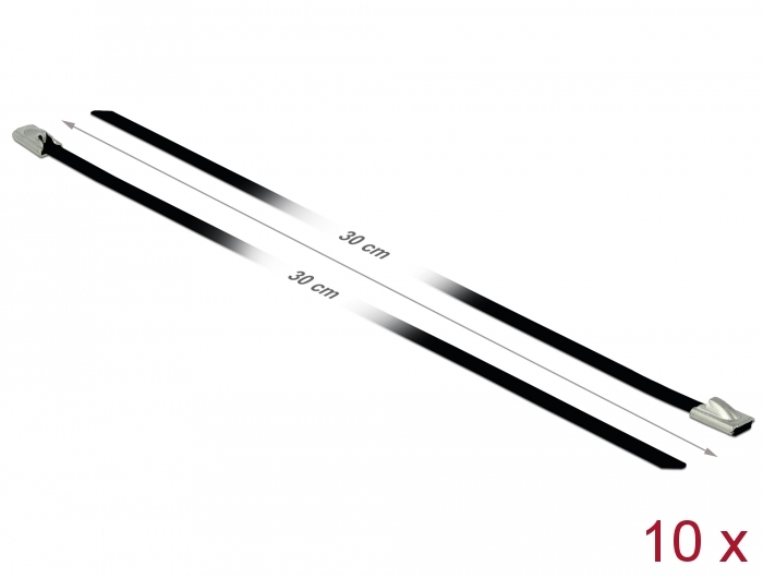 Kaablisidemed 300x4,6mm, terasest, mustad (10tk)