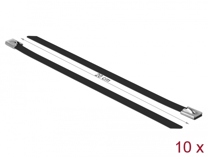 Kaablisidemed 200x7,9mm, terasest, mustad (10tk)