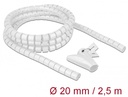 Juhtmete korrastaja plastikust 2.5m koos sidujaga, 20mm, valge