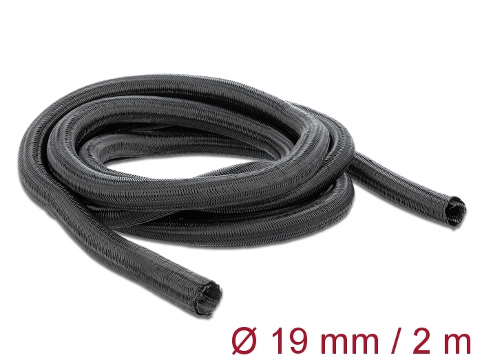 Kaablirüüs 19mm, must, 2.0m polüester, sukk, isesulguv