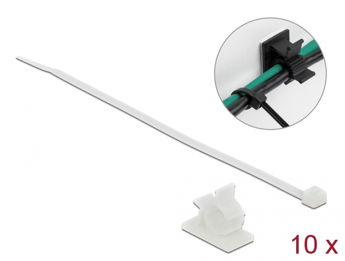Delock Cable Clamp 37 x 18 mm with Cable Tie L 300 x W 4.8 mm white