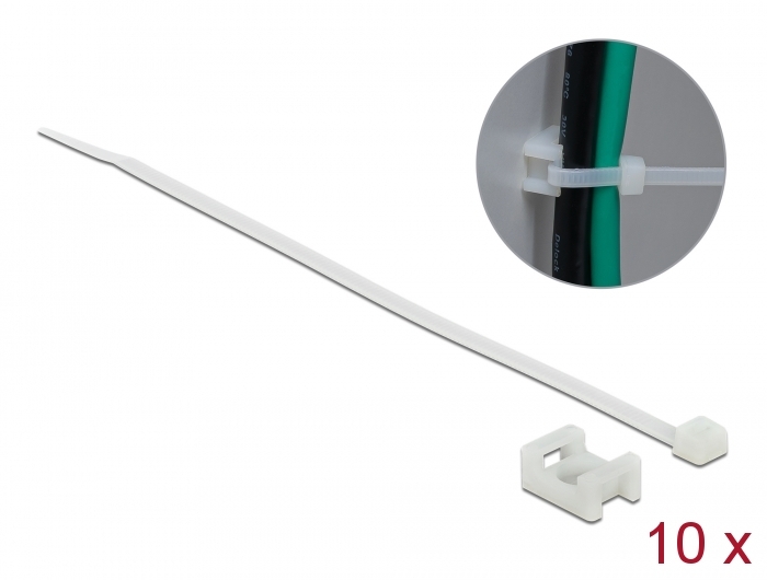 Kaablisidemed klambriga 200 x 3.6mm, valged (10tk)