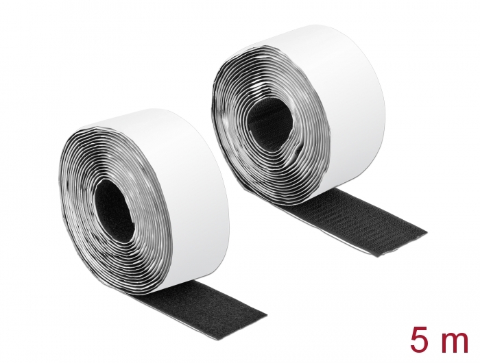Delock Hook-and-loop tape self-adhesive L 5 m x W 50 mm black