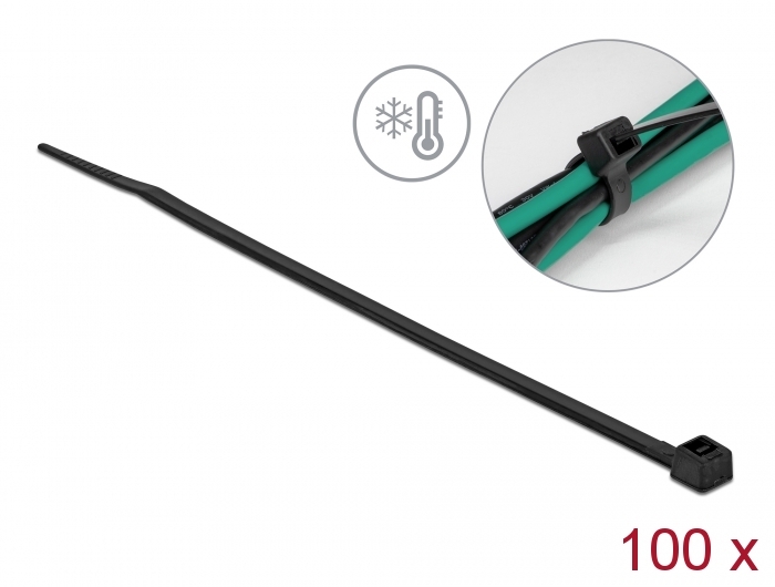 Kaablisidemed 200 × 3.6mm mustad, külmakindlad kuni -40° (100tk)