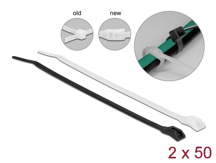 [19464] Delock Cable tie cold resistant L 150 x W 3.6 mm black 100 pieces
