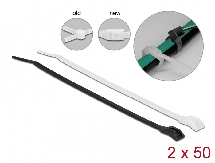 [19486] Delock Cable tie with flat head L 370 x W 3.6 mm 100 pieces