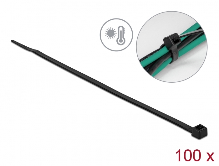 [19557] Kaablisidemed 380 × 4.8mm mustad, kuumakindlad kuni 131°, 94V-2 (100tk)