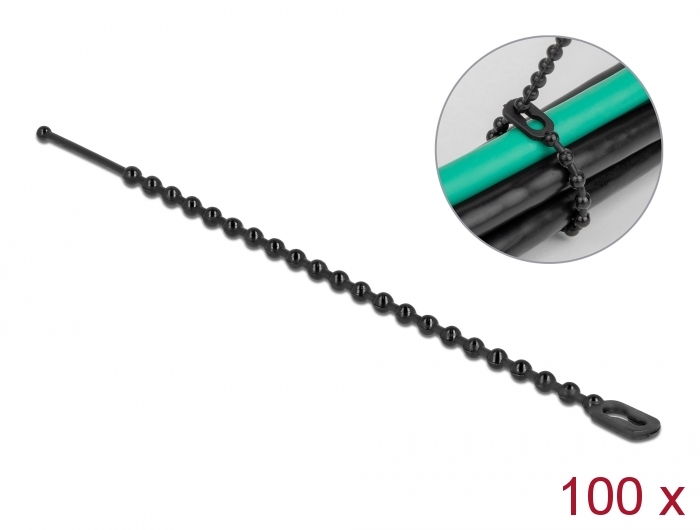 [19566] Kaablisidemed helmestega 100 x 2.4mm, mustad, taaskasutatavad (100tk)