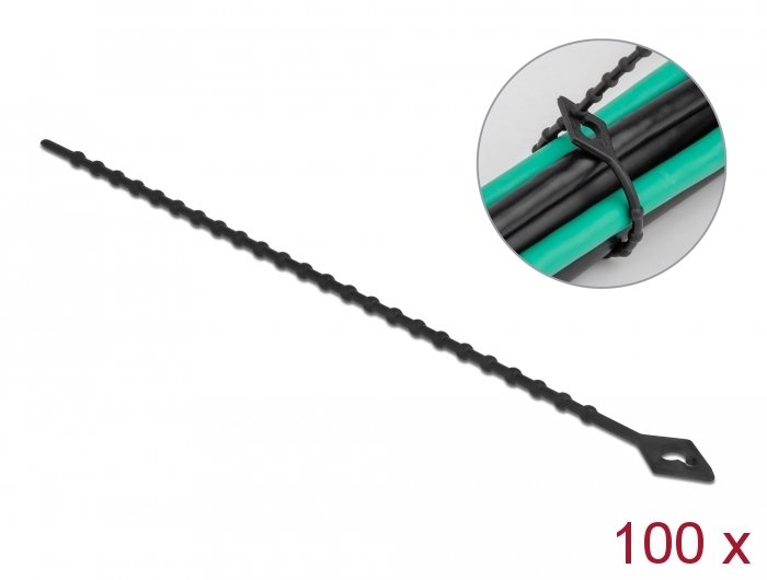 Kaablisidemed helmestega 150 x 2.4mm, mustad, taaskasutatavad (100tk)