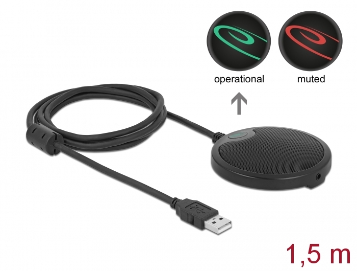 [20672] Kondensaator Mikrofon konverentside jaoks, USB-A, must, sobib ka MAC´ile