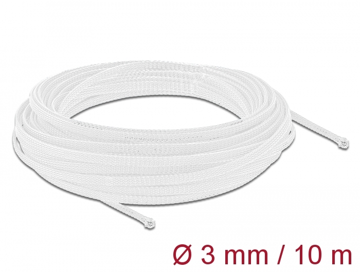 Kaablirüüs 3mm (1-6mm) valge, 10.0m polüester, sukk