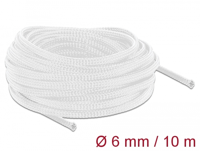 Kaablirüüs 6mm (3-9mm) valge, 10.0m polüester, sukk