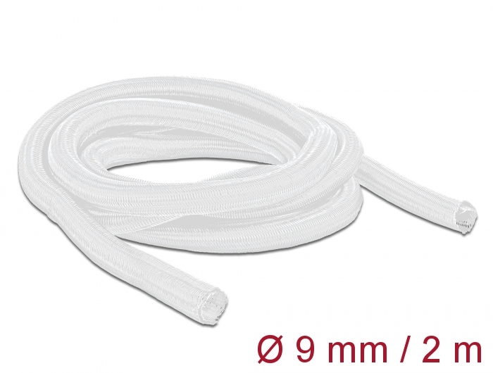 Kaablirüüs 9mm, valge, 2.0m polüester, sukk, isesulguv