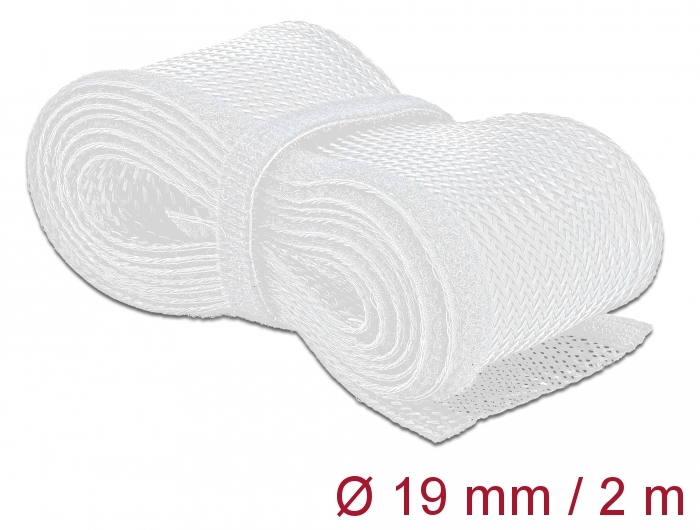 Kaablirüüs 19mm, valge, 2.0m polüester, takjapaelagauv