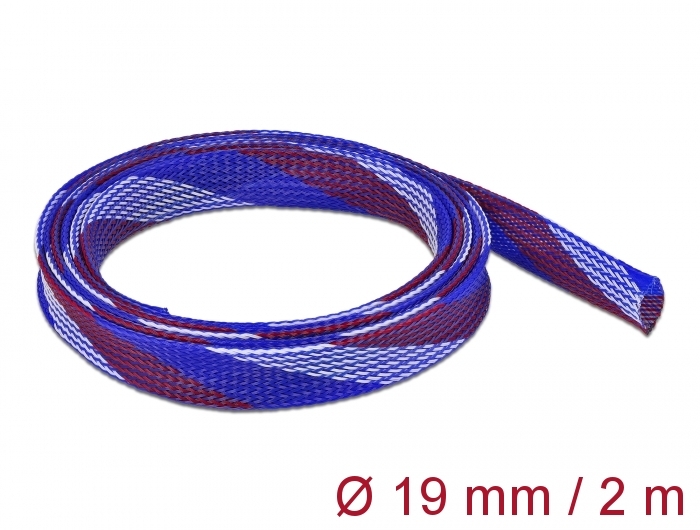 Kaablirüüs 19mm (14-30mm) sinine/punane/valge, 2.0m polüester, sukk