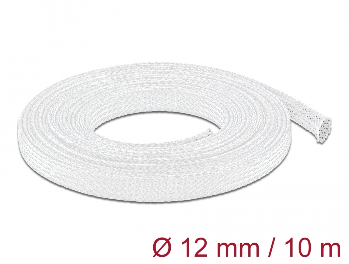 Kaablirüüs 12mm (8-24mm) valge, 10.0m polüester, sukk
