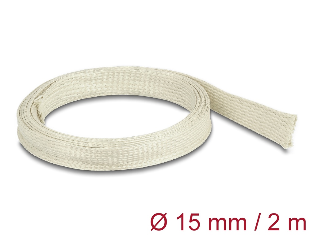 [20894] Delock Braided Sleeve made of nomex fibers 2 m x 15 mm white