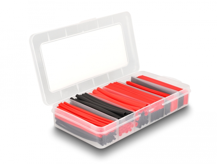 [20909] Delock Heat shrink tube assortment box, shrinkage ratio 2:1, black / red 196 pieces