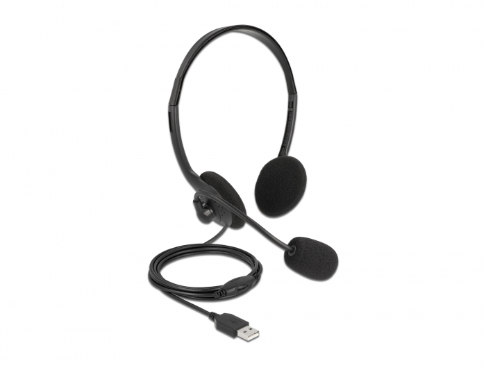[27178] Delock USB Stereo Headset with Volume Control for PC and Laptop - Ultra Lightweight