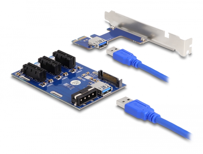 [41442] Riserkaart: PCI Express x1 - 3 x PCIe x 1, 50 cm USB kaabliga