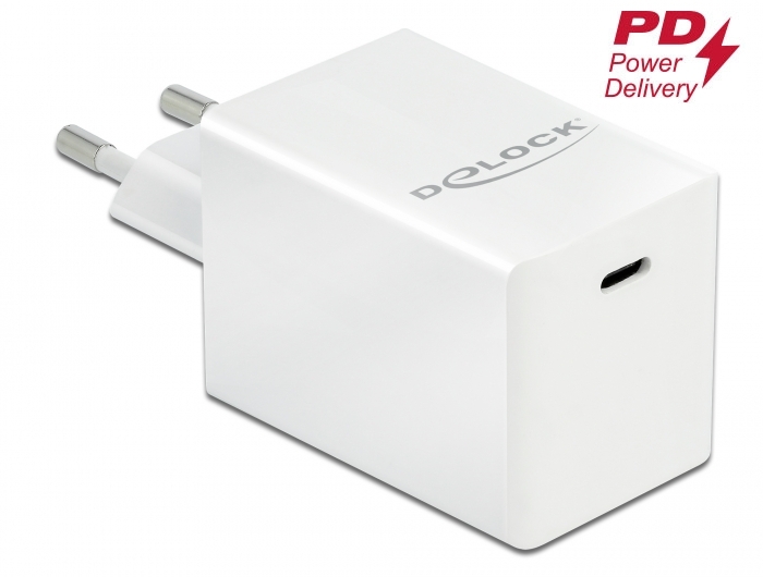 USB laadija 1 x USB-C PD, 100 - 240V > 5V - 20V, 3A, 60W, GaN, valge