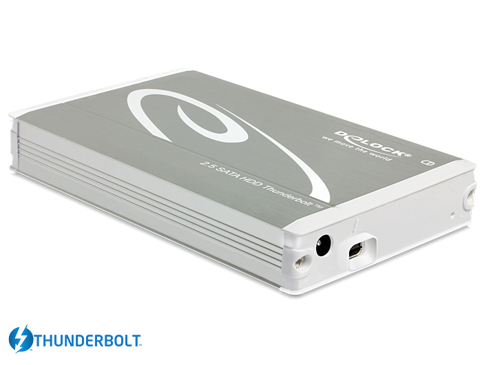 [42510] Delock 2.5″ External Enclosure SATA HDD > Thunderbolt™ (up to 15 mm HDD) silver