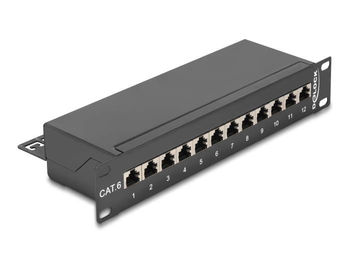 Paneel RJ45 Cat6 12 port 1U 10 tolli must