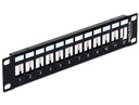 Paneel RJ45 Cat5e/Cat6/Cat6a 12 port 1U 10 tolli must tühi