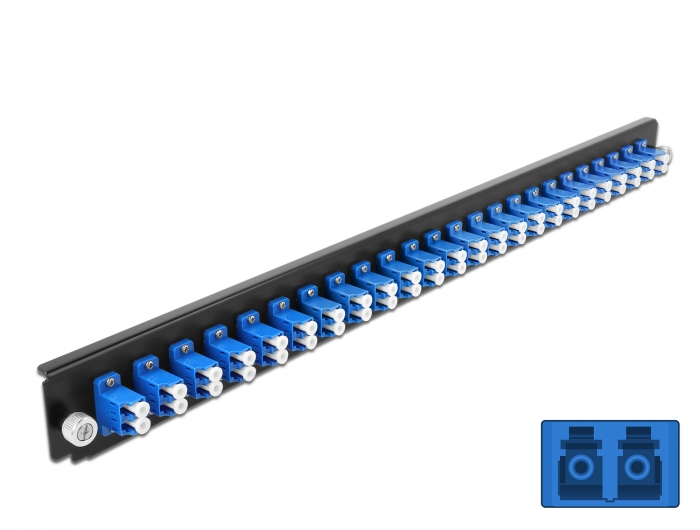 [43357] Delock 19″ Splice Box Front Panel 24 port LC Duplex blue