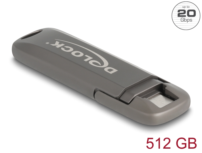 [54013] Mälupulk USB-C 512 GB, metallist korpus, hõbedane, 20Gbps