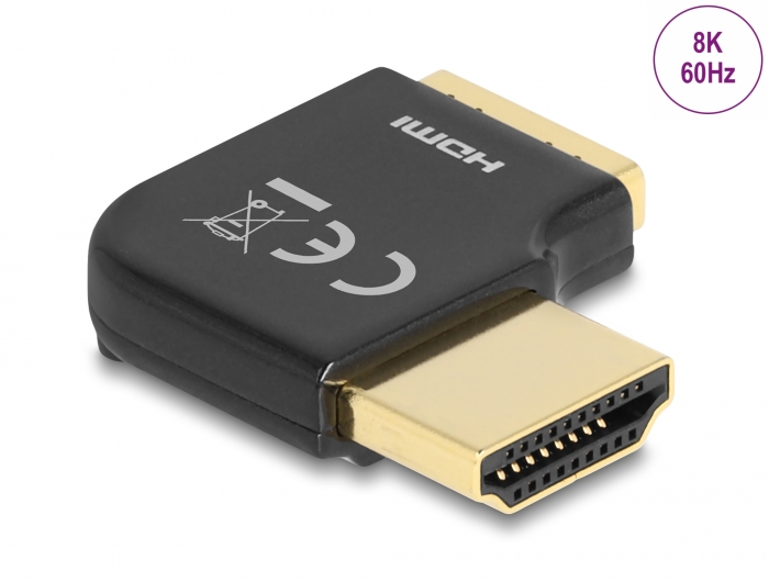 Adapter HDMI (M) - (F), 8K@60Hz 90° nurgaga paremale, metallist