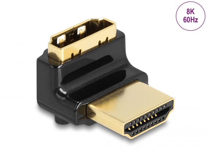 Adapter HDMI (M) - (F), 8K@60Hz 90° nurgaga üles, metallist